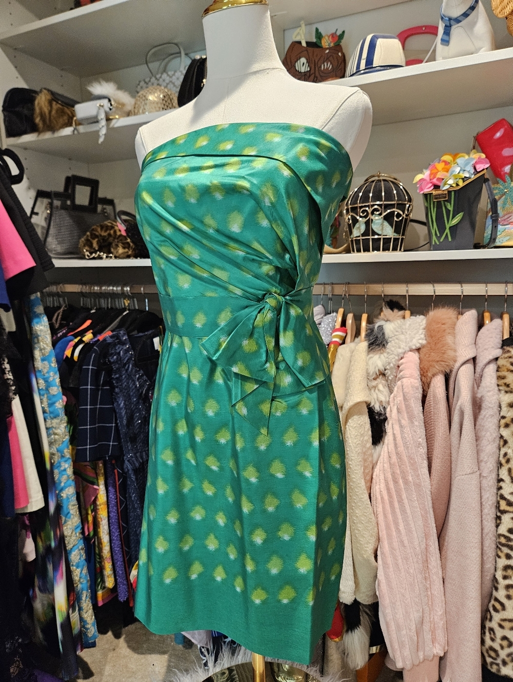 Kate Spade New York "Kelly" Stunning 1950s Style Green Strapless Dress